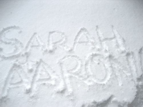 Our names in snow